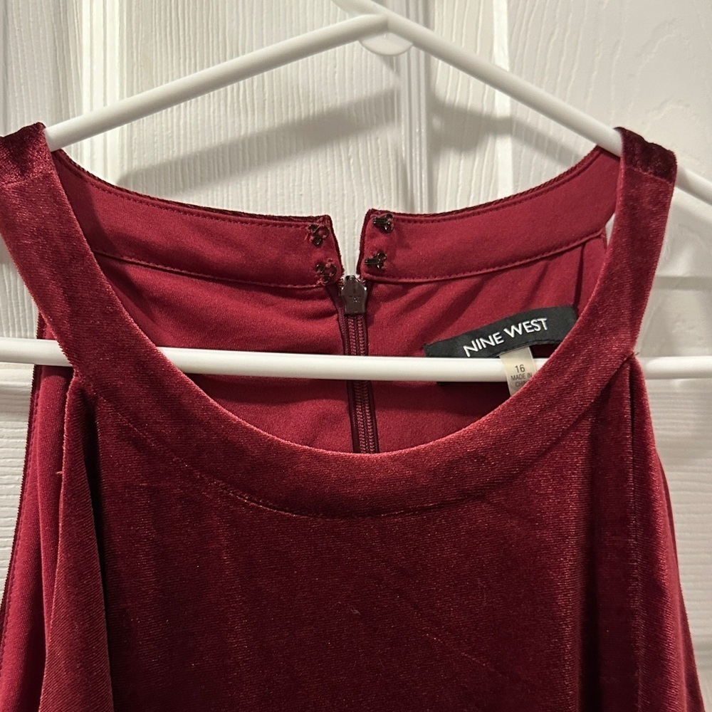 NINE WEST Velvet Wine Dress Sz 16 Formal Feminine Elegant Date Night Wedding EUC - Picture 5 of 8